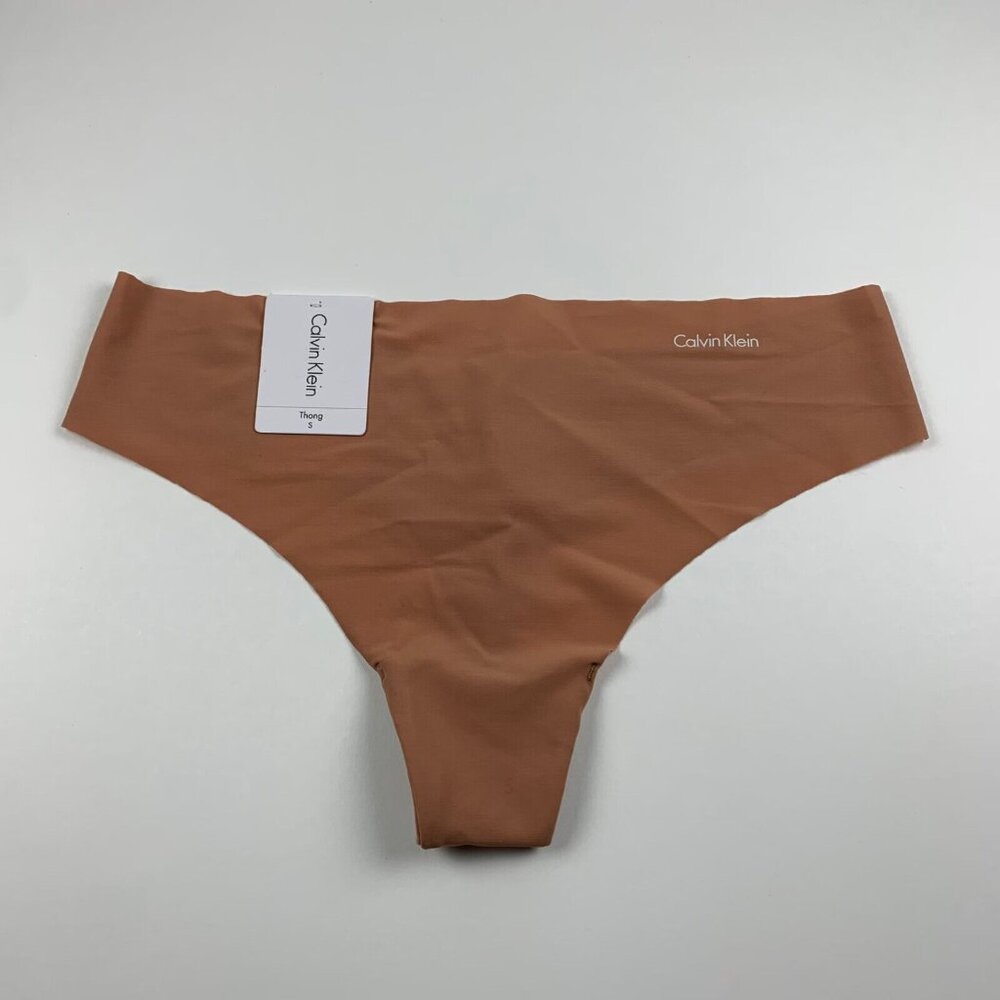 Calvin Klein Women's Invisibles Thong Bronzed Lightweight Underwear Size S NWT